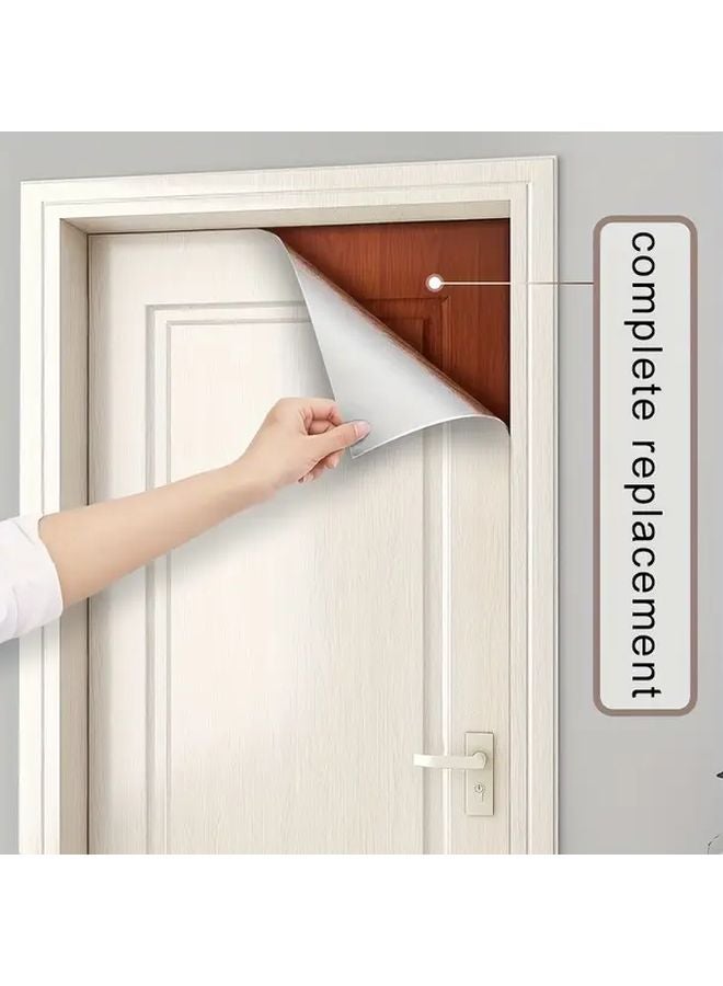 Grey Wood Grain Peel Stick Vinyl Door Film 80x300cm Removable Reusable - Image 4